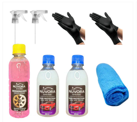 ¡OFERTA KIT 4x1! Cera Nuvora Shine 3 en 1 + Desengrasante APC + Microfibra + Guantes